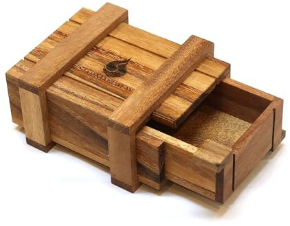 SiamMandalay Cargo: Secret Puzzle Box – Wooden Money & Gift Card Holder with Hidden Compartments, Includes SM Gift Box