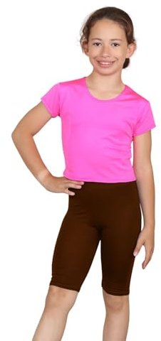 Hamishkane® Cykelshorts för flickor, cykelshorts för tonårstjejer andningsbara och stretchiga, heta byxor mini dans kort för flickor, barn gymnastikcykelshorts, Brun, 7-8 År