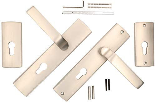 KOTARBAU® Tür-Schutzbeschlag 72 mm mit Rosetten für Zusatzschloss Satin Matt