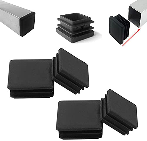 Zaky 4 pezzi Tappi in Plastica per Tubi 100 x 100 mm Connettore in Plastica per Tubo Quadrato Tubi di Ferro Mobili Trampolino Sedia (Nero)