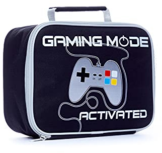 ThePyjamaFactory Gaming Mode Activated Gaming School Lunchbag Lunch Box Bag Black