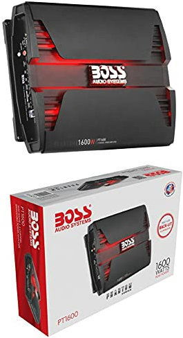 1 amplificatore compatibile con BOSS AUDIO SYSTEMS PHANTOM SERIES PT1600 PT 1600 amplificatore 2 canali classe ab 1600 watt max 2 x 600 watt rms bass boost 0/+18 db spl, 1 pezzo