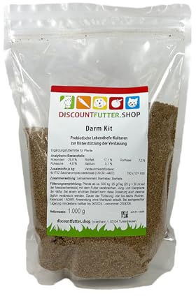 DISCOUNTFUTTER.SHOP Darm Kit | 1 kg Ergänzungsfutter f. Pferde | probiotisch - Lebendhefe | Verdauungsprobleme wie Kotwasser oder Durchfall unterstützen | ohne Zucker