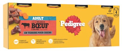 PEDIGREE Repas pour Chien - Boîtes en terrine au Boeuf et aux Carottes Adulte 6x4x400g