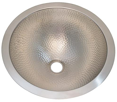 Casa Moro Lavabo Amina Argenté Ø 35,5 cm rond Salle de bains Vasque á poser lave main Aspect martelé Laiton CMDM07