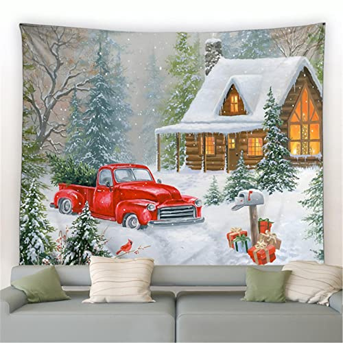 MEKPAM Weihnachten Schneemann Wandteppich Winter Kiefer Schneeflocke Vögel Wald Park Landschaft Wandbehang Home Wohnzimmer Dekor 230x180cm