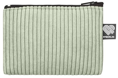 PP-Berlin Cord Etui klein Mint, Geldbörse und Mini-Tasche | 100 % recyceltes Material, vegan, ein Fach mit Reißverschluss