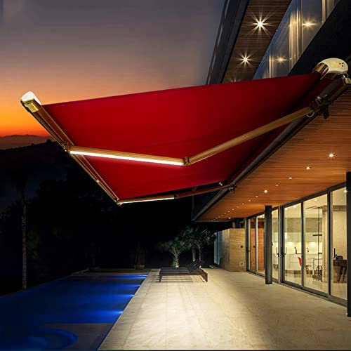 Patio Awning Electric Retractable Half Cassette Patio Awning Water-Resistant Sun Shade Outdoor Deck Window Door Canopy Shelter Red,3 * 2m (3 * 2m)