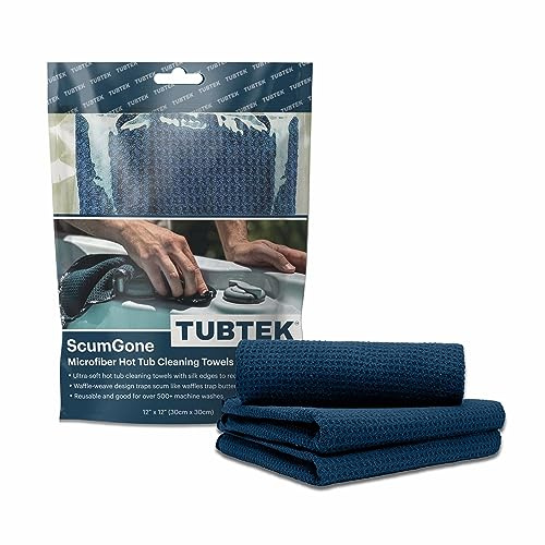 TUBTEK ScumGone - Asciugamani in microfibra per la pulizia della vasca idromassaggio, per superfici interne, rimuove facilmente la schiuma della vasca idromassaggio dal guscio, coppia con assorbitore