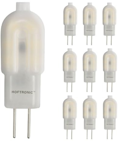 HOFTRONIC - 10X G4 LED Glühbirne - 1,5 Watt 140 Lumen - 6500K Tageslichtweiß - 12 Volt - Ersetzt 13 Watt - T3 Halogeen - Leuchtmittel - G4 Fassung (T3)