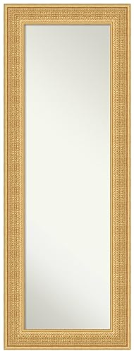 Amanti Art Gold Full Length Mirror for Door, 54x20 Trellis Gold Tall Wall Mirror Full Length, Mounted to Door or Closet Wall with no Visible Brackets, Traditional Wood Frame, Bedroom Decor