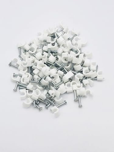 4mm White Round Bell Clips Cable Clips Wire Nail Clips Holder Cable Management Wire Tidy for Ethernet Electrical Cables Wires 100 Pack