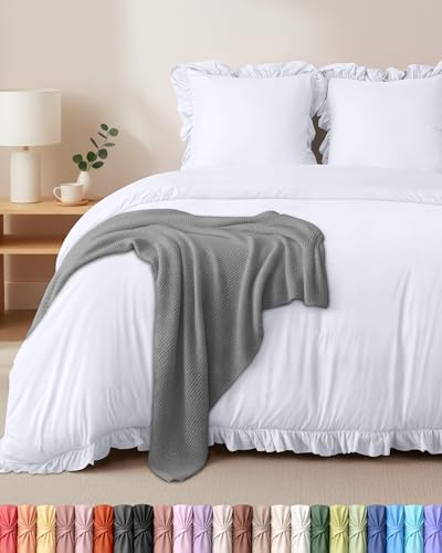 Utopia Bedding Copripiumino a Volant Una Piazza e Mezza - 200x200cm, Bianco