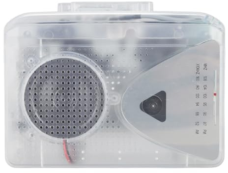 Kassetten zu MP3 Konverter, Klare Klangqualität, FM- und AM Radio, 3,5 mm Kopfhöreranschluss, Plug and Play für Zuhause, Büro, Auto (Transparent)