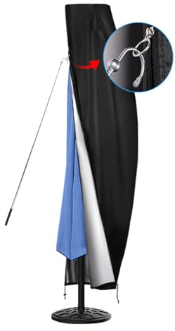 Funda impermeable 420D para sombrilla de patio de 11 a 13 pies, con cremallera impermeable resistente y ventilación superior, se adapta a la cubierta de sombrilla voladiza al aire libre
