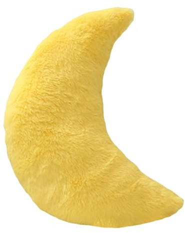Ueiwffzo Zierkissen Kuschelkissen Kinder, Weiche Sterne Mond Wolke Plüschkissen, Flauschige Deko Kissen für Babyzimmer Kinderzimmer Mädchen (Gelb,Mond)
