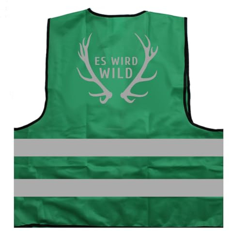Es Wird Wild Jäger Jagd Warnweste BZW. Signalweste mit reflektierendem Aufdruck - Größe XXL / 3XL, Grün