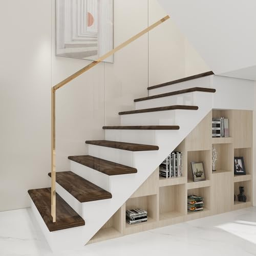 NEU.HOLZ Set di 2 Profili Coprigradini Arrotondati in PVC Copertura Gradini per Rivestimento Scale Interne 120 x 32 x 4,6 cm Effetto Legno Scuro