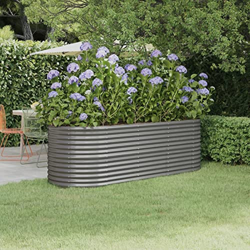 Iiaky Jardinera arriate Acero Recubrimiento Polvo Gris 224x80x68 cm Jardinera Alta Macetas Exterior Grandes
