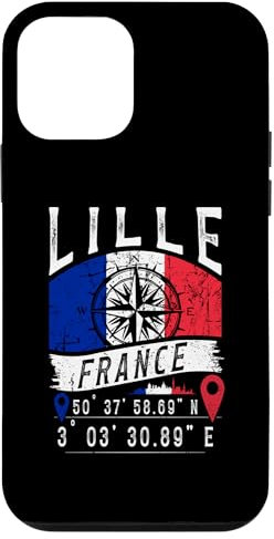Custodia per iPhone 12 mini Lille Francia Bandiera GPS Coordinate Di Lille
