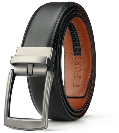 FEFLO Bälten för män läder svart – klassiskt justerbart läderbälte spärrbälte midjebälte för jeansbyxor kostymer gåvor för män, Svart 11, 37-41 Waist Adjustable