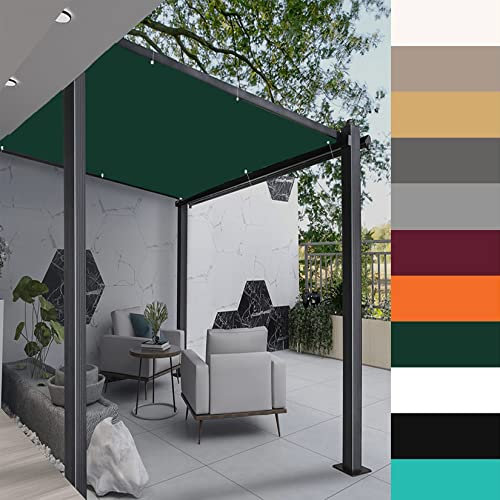 Auvent rectangulaire résistant à l'eau et aux UV pour terrasse, cour, aire de jeux, piscine, vert foncé, 2,5 x 7 m