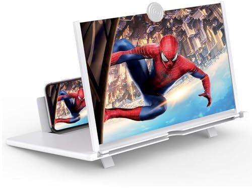 Goevcclei 16 pollici Lente di Ingrandimento,3D HD Schermo Amplificatore per Telefono Cellulare,Telefono Cellulare Ingrandimento con Supporto Pieghevole, per Tutti Smartphone (14 pollici H)