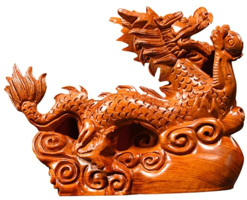IMIKEYA Holzschnitzerei Von Tenglong-Ornamenten Aquarium Dekoration Statue Plüsch Drachenspielzeug Drachenfigur Chinesischer Glückverheißender Drache Drachenverzierung Drachendekor Hölzern