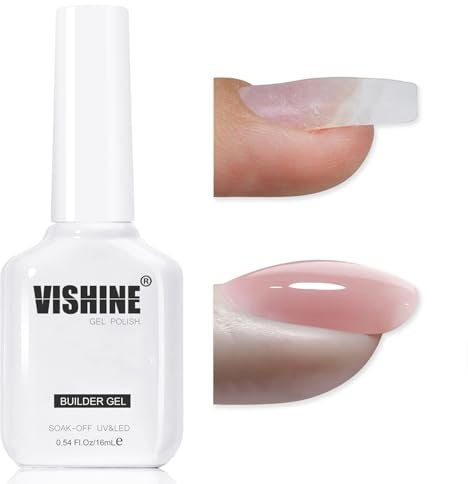 Vishine Builder Gel For Nails, 8-in-1 Dusty Rose Gel Polish Rubber Base For Nail Thickening, LED Nail Lamp Cured Nail Strengthener Extension Color Base Gel in A Bottle E059