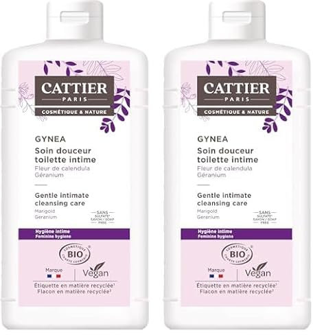 Cattier Gynéa Soin douceur Hygiène Intime fleur de calendula géranium Bio - 200 ml (Lot de 2)