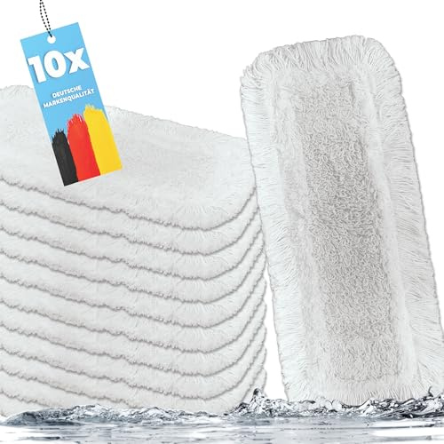 limpando Mopa de algodón para soporte plegable de 40 cm, 10 unidades, para limpiar el polvo y la limpieza húmeda, fregona de algodón, limpiador de suelos versátil, suave para madera real y parquet