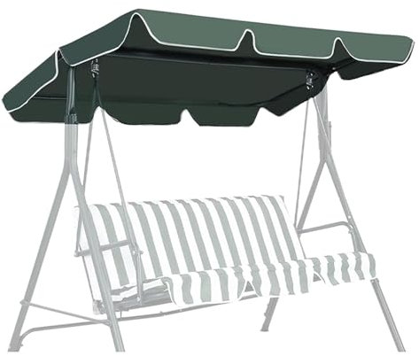 Garden Swing Canopy Replacement,3 Seater Swing Chair Canopy Replacement Waterproof Windproof Anti-UV Garden Swing Seat Canopy Cover Heavy Duty Rip Proof Hammock Cover Top(Army Green,190 * 132 * 15cm)