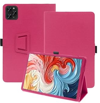 toergy Étui de protection pour tablette DOOGEE G6 avec dragonne, support et fonction anti-chute – Design fin et simple, rouge rose