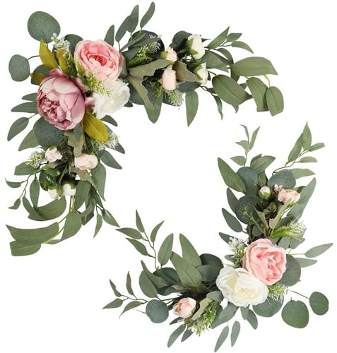 ASDJHFABKY 2 fiori artificiali ad arco per cartelloni di nozze, decorazioni floreali polverose per sfondo di ricevimenti e cerimonie, tavolo degli sposi (peonia di colori misti)