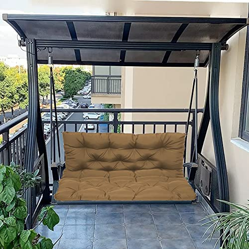 Waterproof Hollywood Swing 2 3 Seater Thick Cushioned Replacement Seat with Backrest for Outdoor Patio Garden Veranda Hammock Washable Khaki 150x100x10 cm