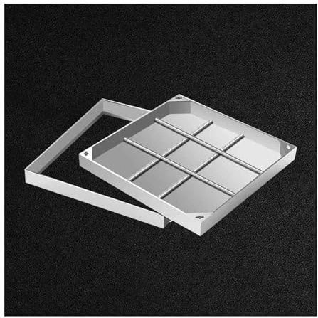Couverture carrée pour trou d'égout et cadre avec couvercle transparent, 50 x 50 cm – Décoration de jardin, base de fosse septique, dalle robuste pour l'extérieur