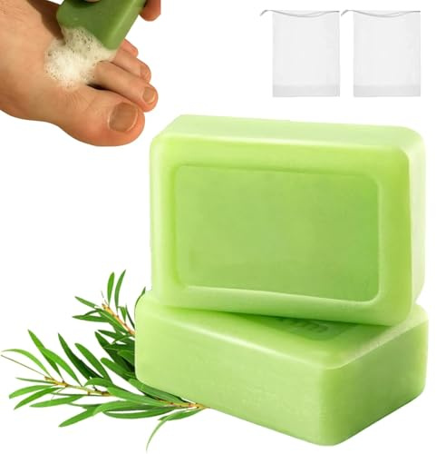 Pain de savon Loravey Soulagement, Savon Loravey à l'huile d'arbre à thé, Savons naturels pour les pieds et le corps, Pénètre en profondeur - Soignez vos pieds à la racine (2 pièces)