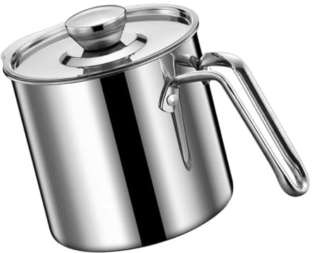 VICASKY Edelstahl Ölfilterkanne mit Sieb und Deckel Auslaufsicherer Küchenbehälter zur Fetttrennung Ölabscheider für Speiseöl und Soßen für Haushalt und Gastronomie