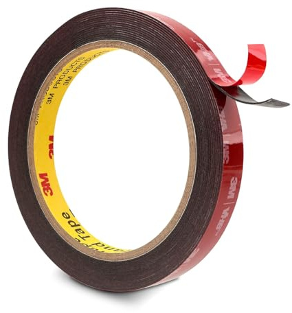 3M Double Sided Mounting Tape 12.5MM x 4.7M Black 0.6MM Thick | Heavy Duty Mounting Tape, Strong Adhesive Foam Tape, for Automotive Home Office Décor Indoor Outdoor Logos