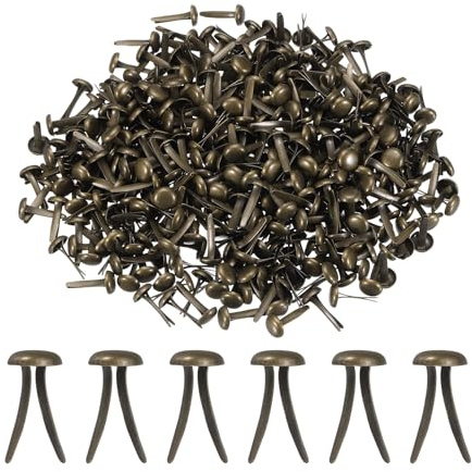 PATIKIL 1000 PCS Fermagli In Ottone Per Carta Perni Divisibili Mini Brad Metallici Pastello Fermagli A Testa Tonda Placcati Per Materiali Fai Da Te Arte Scrapbooking, Bronzo, 6 x 12 mm