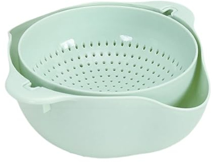 NiuLumea Scolapasta da cucina con manico ergonomico, 23 x 23 x 6 cm, cestino in plastica per frutta, verdura, pasta e insalate, azzurro