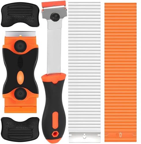 ZBXSNK Glass Scraper Tool, 2Pcs Window Scraper Cleaning Tool with 80Pcs Replaceable Scraper Head, Paint Scraper Tool for Glass Decals, Stickers, Labels, Wallpaper