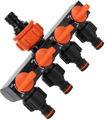 Snorvixre Gartenbewässerungsanschluss, Verteiler, Wasserhahn, 4-Wege Schlauchverteiler mit Ventilen für den Außenbereich, Wasserhahn, Sprinkler, Gartenbewässerungsanschluss