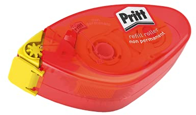 Pritt Refill Kleberoller, non-permanent, für wiederablösbare Verklebungen, Gehäuse mit Schutzkappe lässt sich einfach nachfüllen, Bandlänge: 16 m, Bandbreite: 8,4 mm, 5 Stück