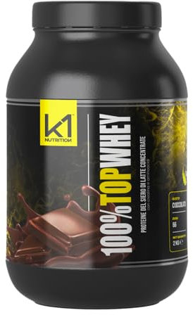 K1 NUTRITION - 100% Top Whey 2Kg - Proteine in Polvere con Creatina - Whey Protein - Proteine del Siero del Latte con Creatina, Taurina e Aminoacidi - Gusto Cioccolato