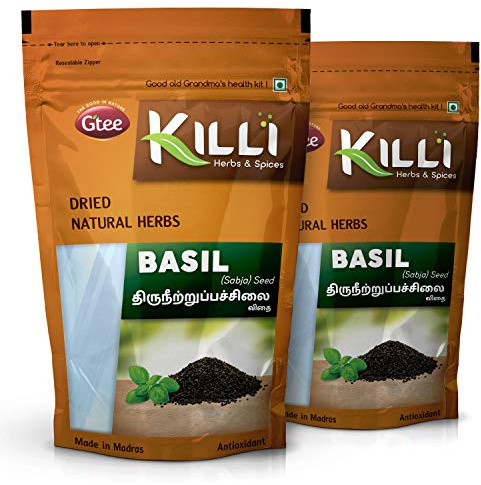 KILLI Basil | Thiruneetru Pachilai | Sabja Seed, 200g (Pack of 2)