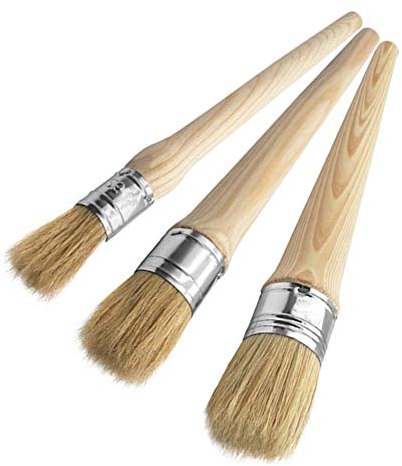 3 Pcs Chalk Paint Wax Brush Set Natural Bristle Round Paint Brushes Furniture Paint Brushes for Furniture, Home Decor, Waxing, Glazing Pottery (20mm 25mm 30mm)