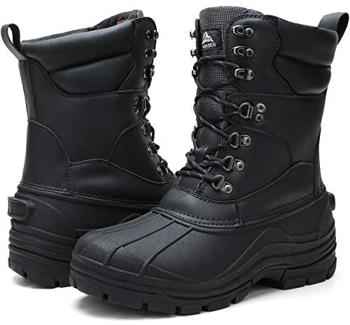 ALEADER Mens Snow Boots Waterproof Insulated Cold Weather Winter Warm Boots Black PU/01 12 US