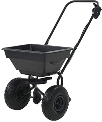 SKM Spargisale a Spinta/Trainabile in PVC e Acciaio Macchina per La Rimozione della Neve (A Spinta, 15L)