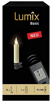 Lumix® LED kabellose Weihnachtsbaum Christbaumkerzen Basic Mini 10er Basis-Set Warmweiß inkl. Fernbedienung ohne Timer Elfenbein 9cm 75460